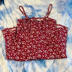 Hollister L Red Flower Dress